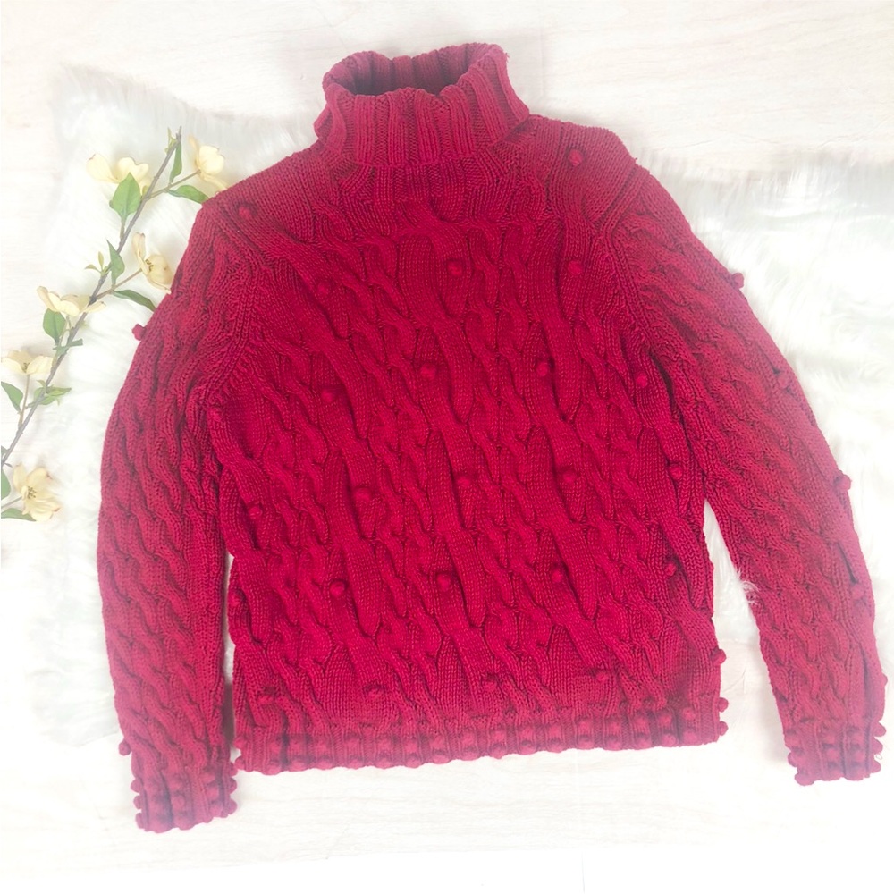 Worth Turtleneck Knit Sweater Color Burgundy Size Small Very Warm